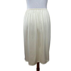 Vintage VANITY FAIR Cream White‎ Nylon Half Slip Skirt Size M Medium 26" Lace